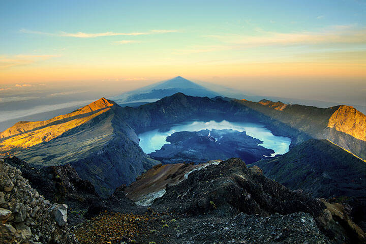 View from the top of Rinjani volcano - Lombok, Indonesia. 