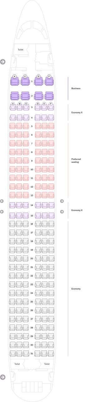 Seat map of Boeing 737-800