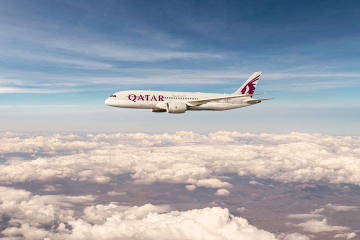 Qatar Airways plane in flight