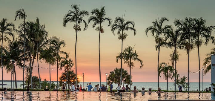 Sunset over pool