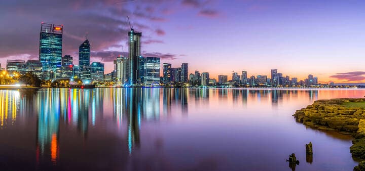 Perth skyline at sunset
