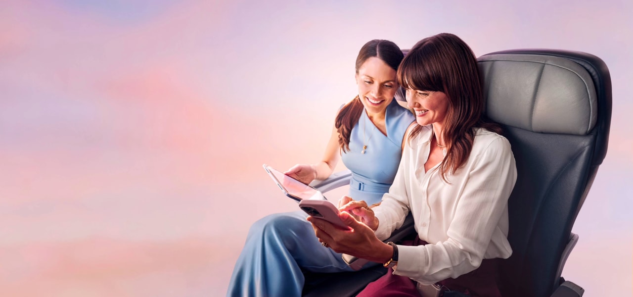 alt="Business flyer during flight"