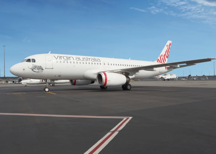 Virgin Australia Airbus A320 grounded on tarmac at airport