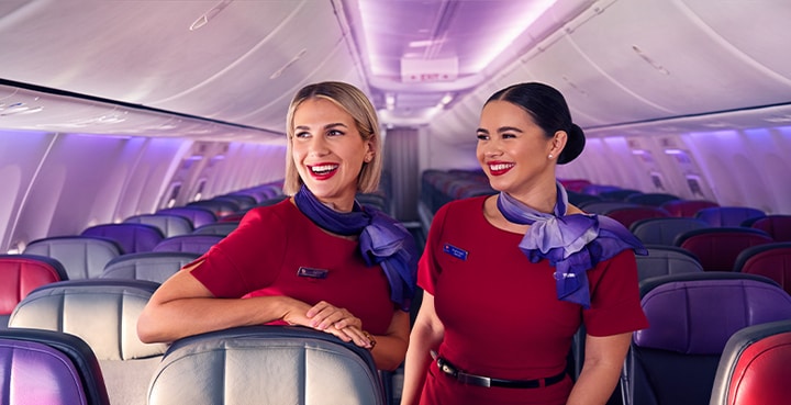 Virgin Australia cabin crew inside aircraft